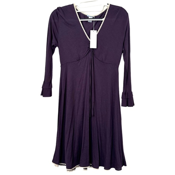 Eberjey Babydoll Short Sleepwear‎ Nightdress Size S Purple Long Sleeve NWT - Picture 1 of 5